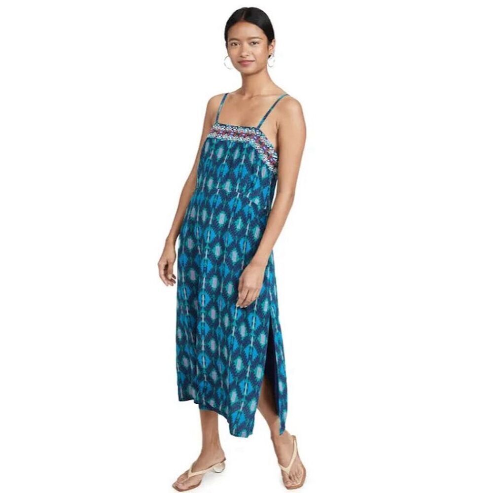 Blue Patterned Midi Dress